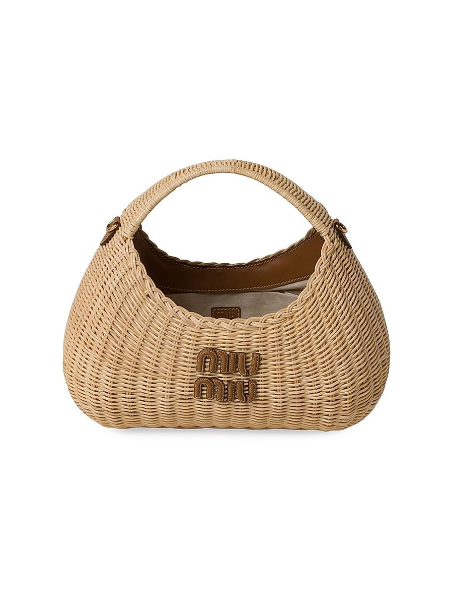 Women's Wander Wicker Top Handle Bag - Beige Khaki