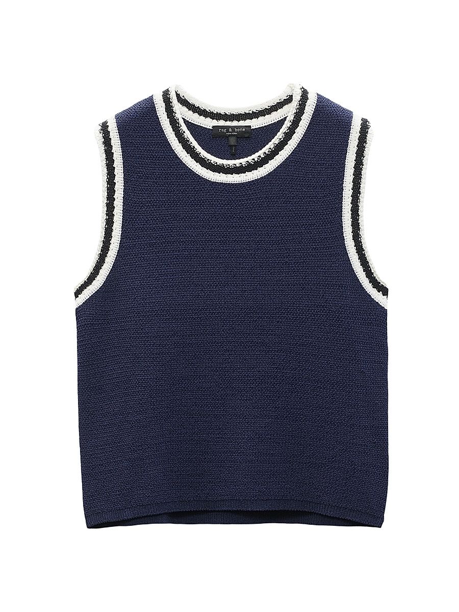 Women's Meghan Compact-Knit Vest - Navy - Size Large