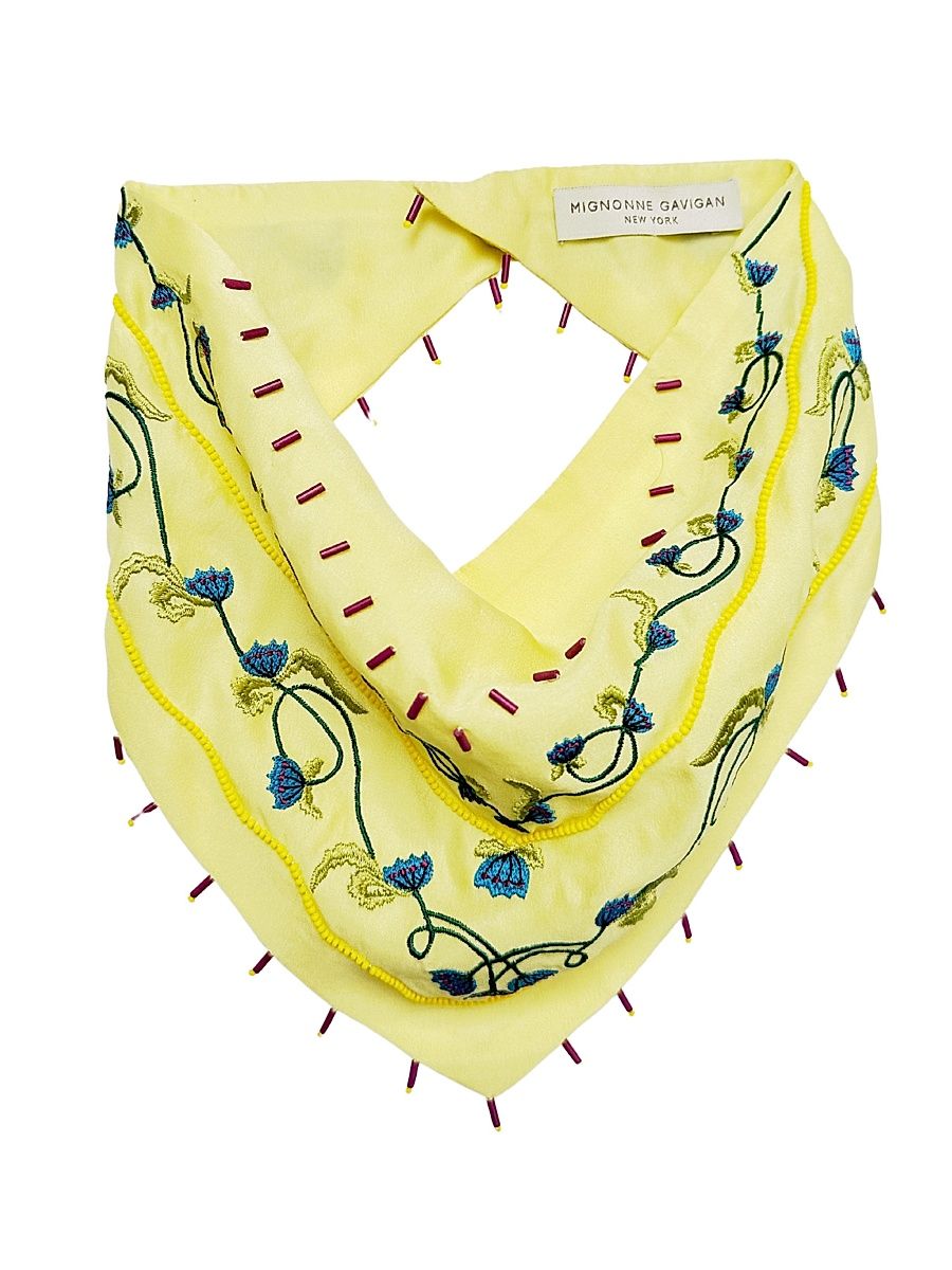 Women's Cecilia Beaded Silk Bandana Scarf Necklace - Yellow Multi