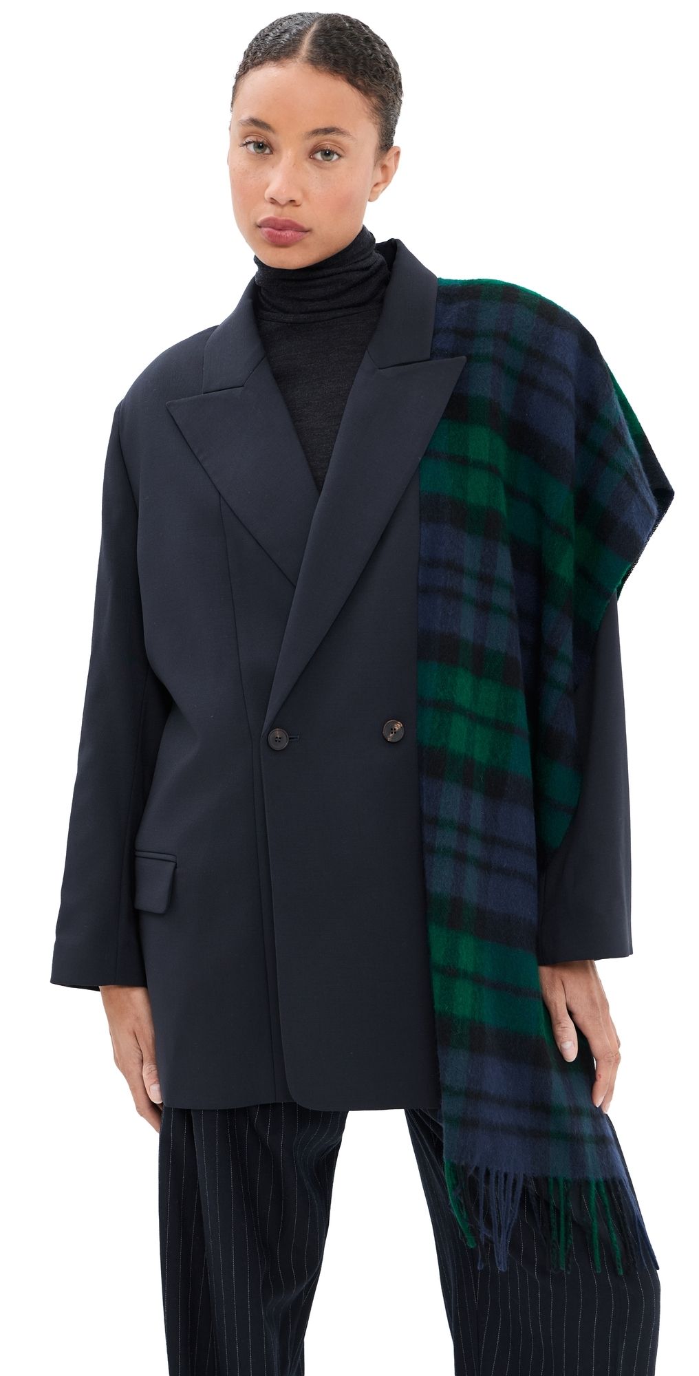 FRENKEN Crushed Scarf Blazer Navy 32