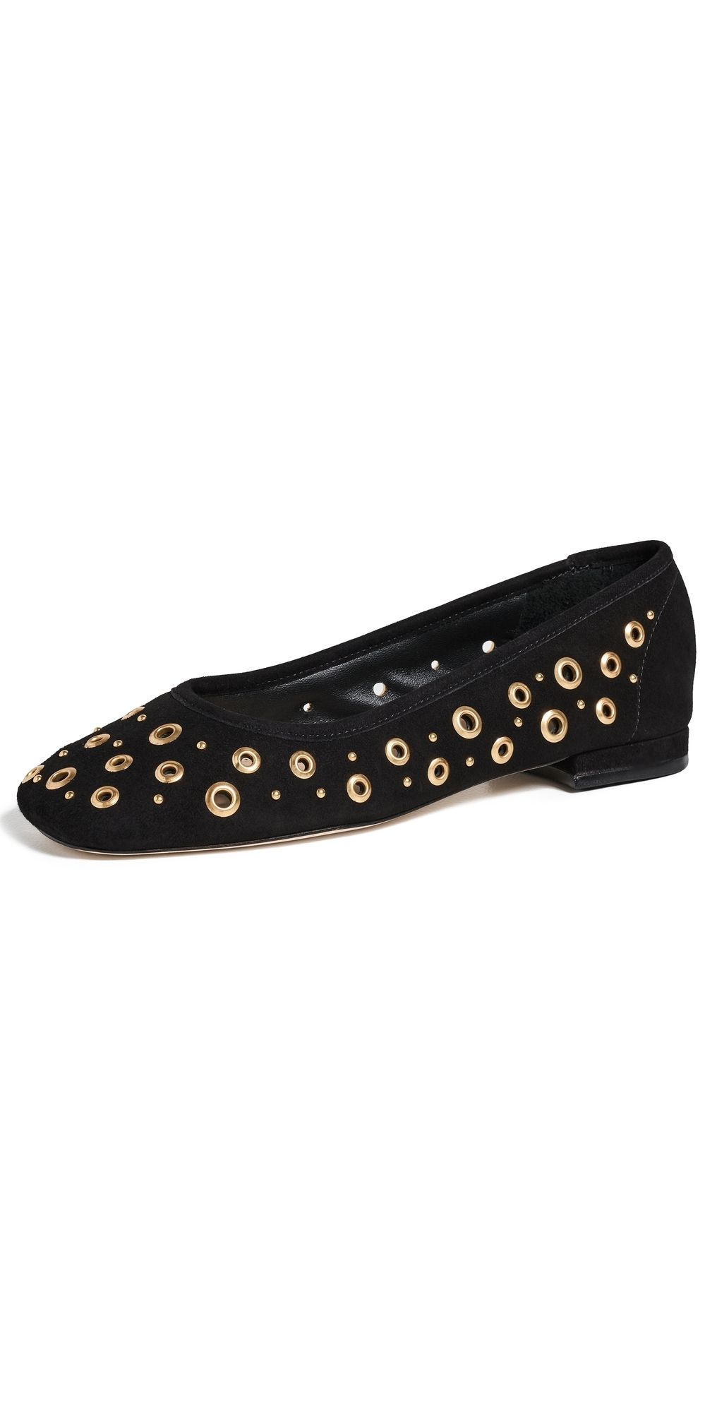 Cinq à Sept Ivy Mixed Hardware Ballet Flats Black 38