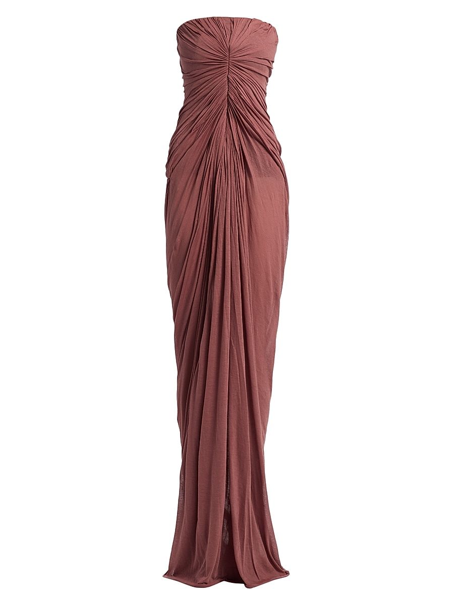 Women's Radiance Draped Cotton Bustier Gown - Rose Wood - Size 8