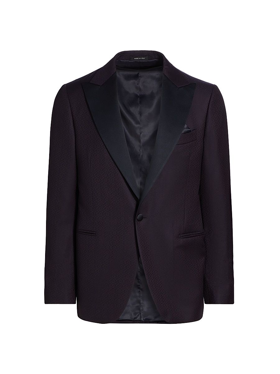 Men's COLLECTION Jacquard Dinner Jacket - Dark Purple - Size 44