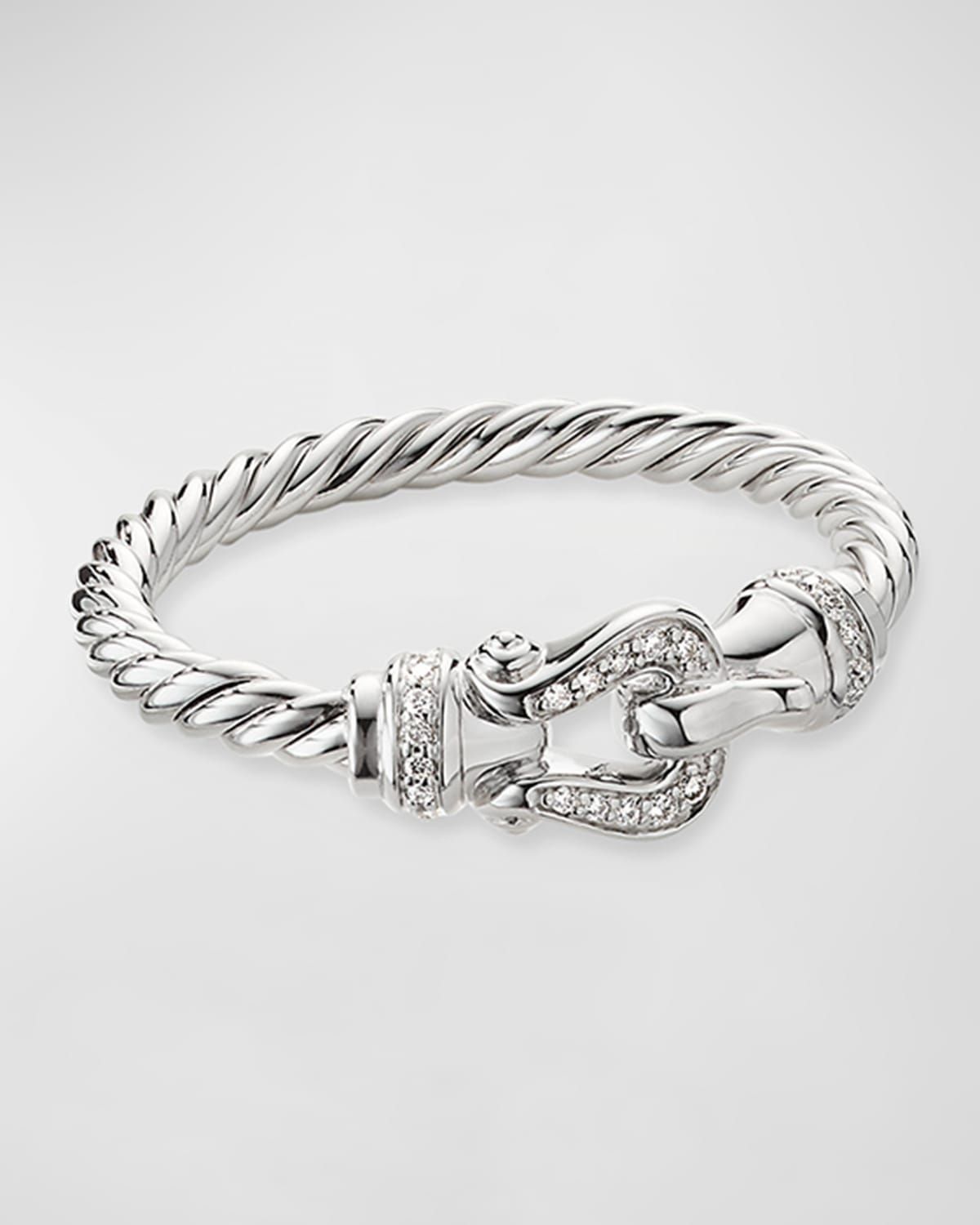 Cable Buckle Ring with Diamonds in 18K Gold