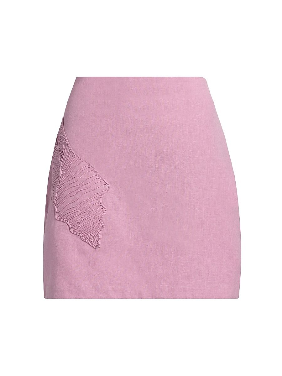 Women's Milana Embroidered Cotton-Linen Miniskirt - Violet Isla - Size 12