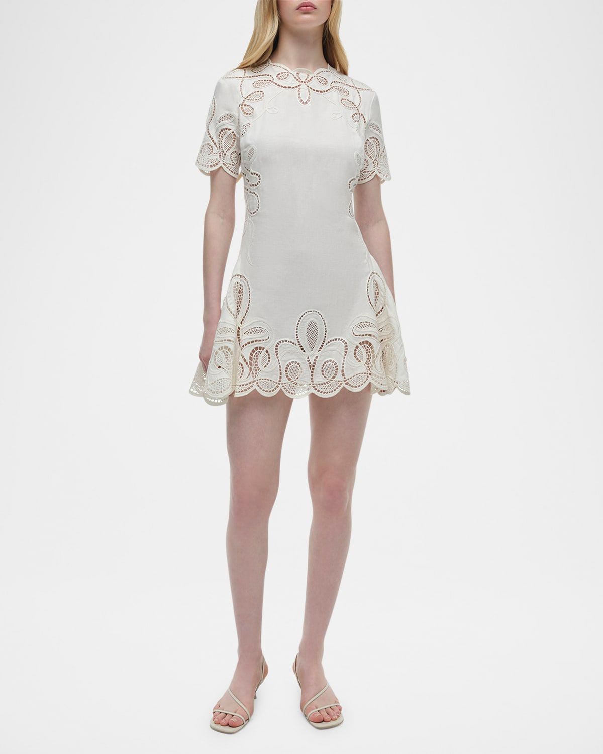 Morrigan Embroidered Short-Sleeve Mini Dress
