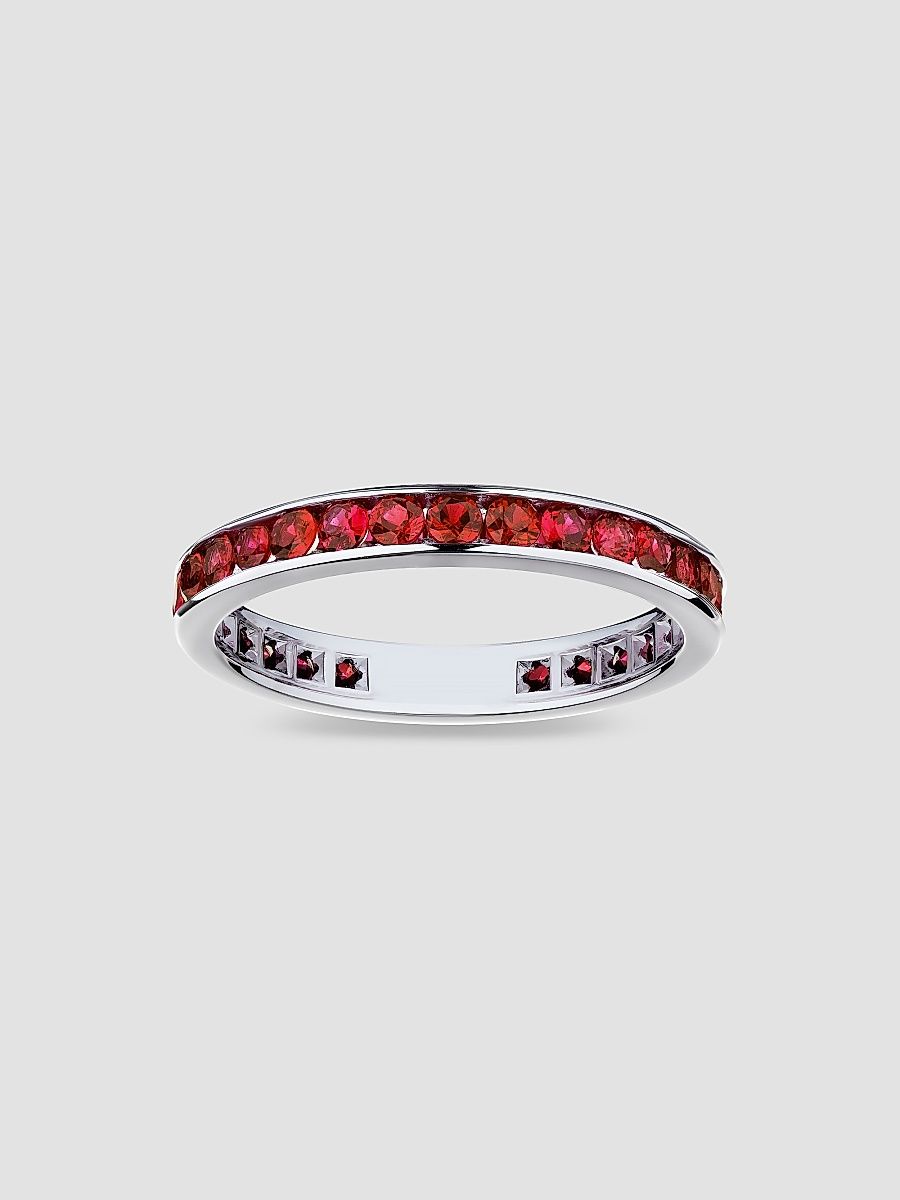 Women's 18K White Gold & Ruby Eternity Band - White Gold - Size 7