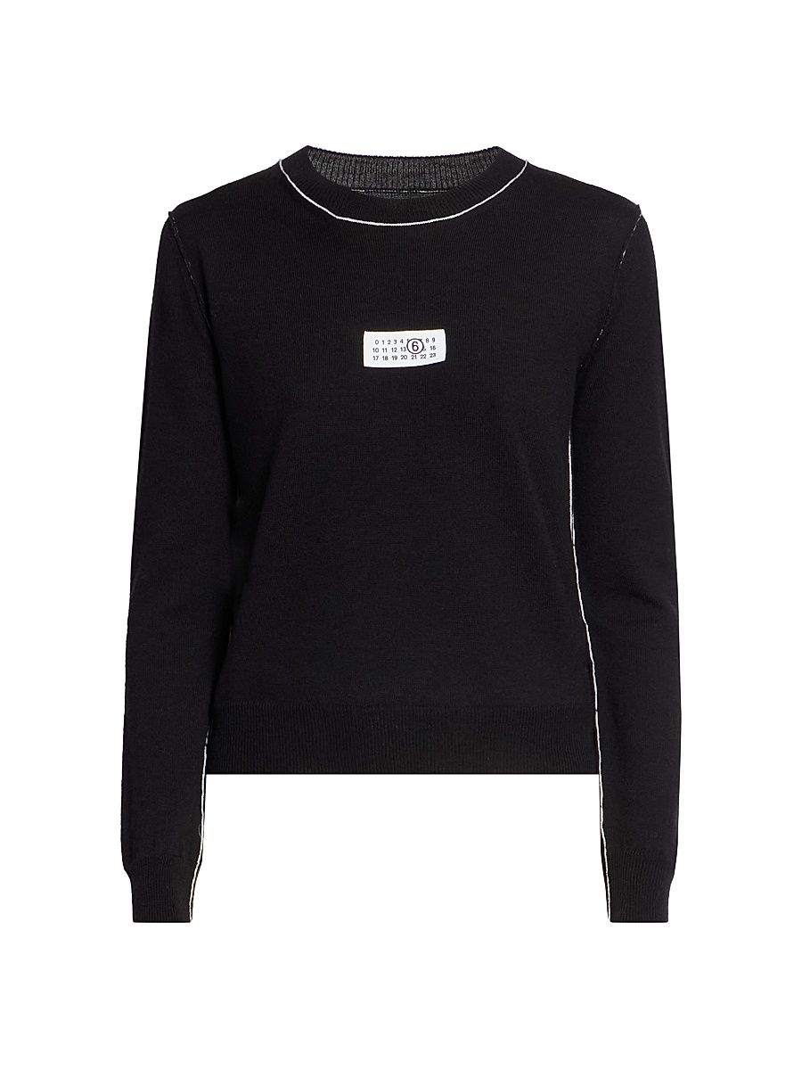 Women's Wool Crewneck Sweater - Black - Size XS