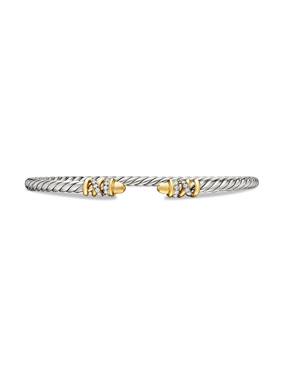 Women's Petite Helena Color Bracelet with 18K Yellow Gold and Pavé Diamonds - Gold Dome - Size Medium