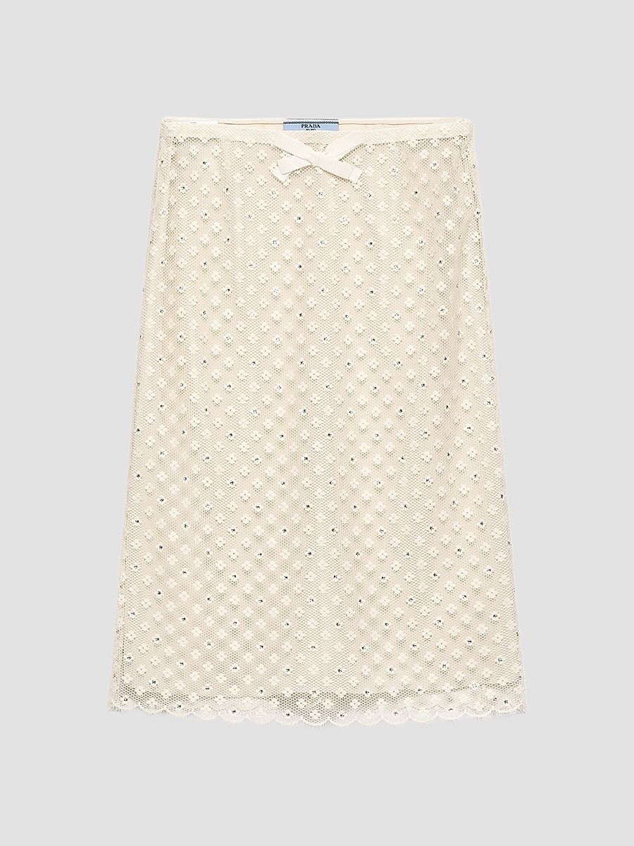 Women's Embroidered Lace Skirt - Beige - Size 8