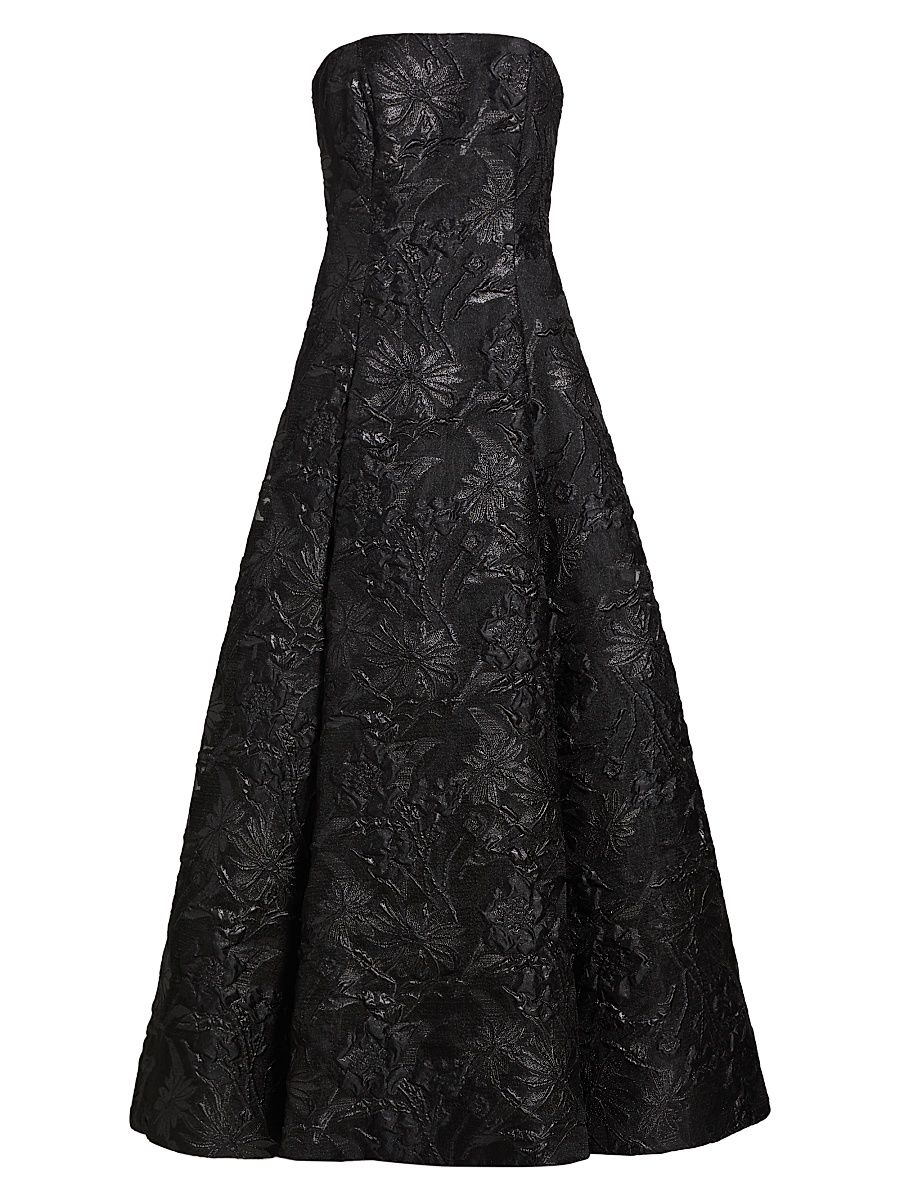 Women's Severine Jacquard Strapless Gown - Black - Size Large