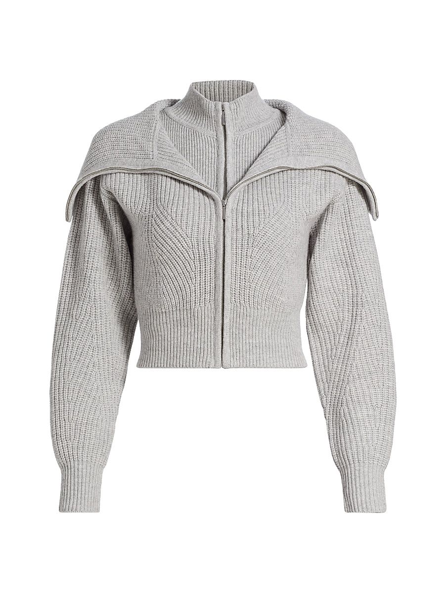Women's Jayne Layered Wool Sweater - Grey Oyster Shell - Size XL