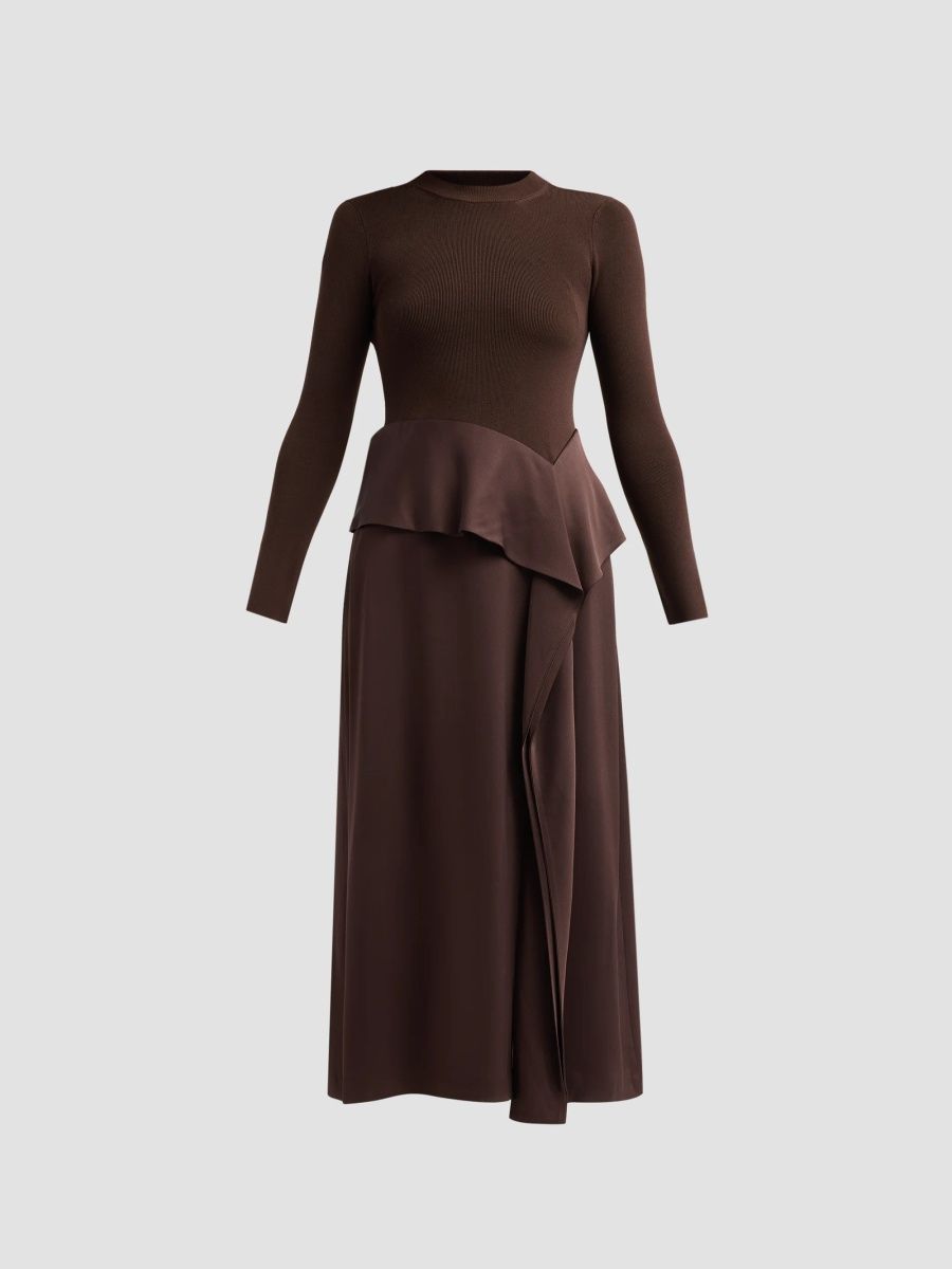 SIMKHAI Women's Ornella Satin Peplum Midi Dress - Fig - Size XS
