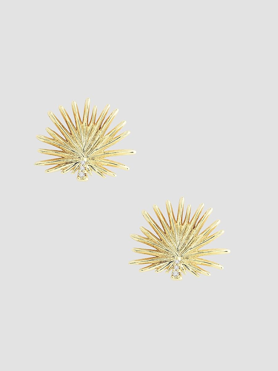 Women's Palm 18K-Gold-Plated & Cubic Zirconia Stud Earrings - Gold
