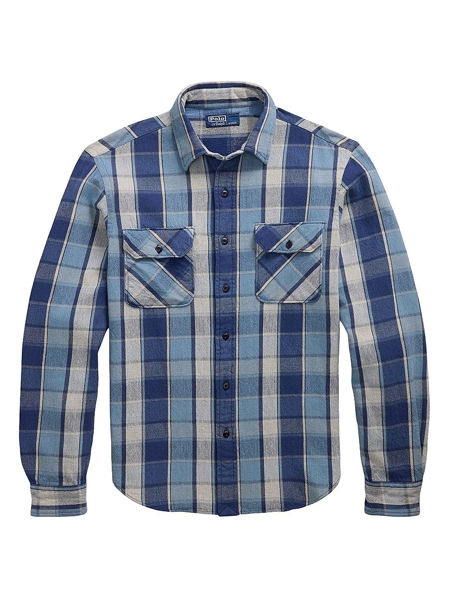 Men's Classic-Fit Plaid Flannel Workshirt - Blue Multi - Size XXL