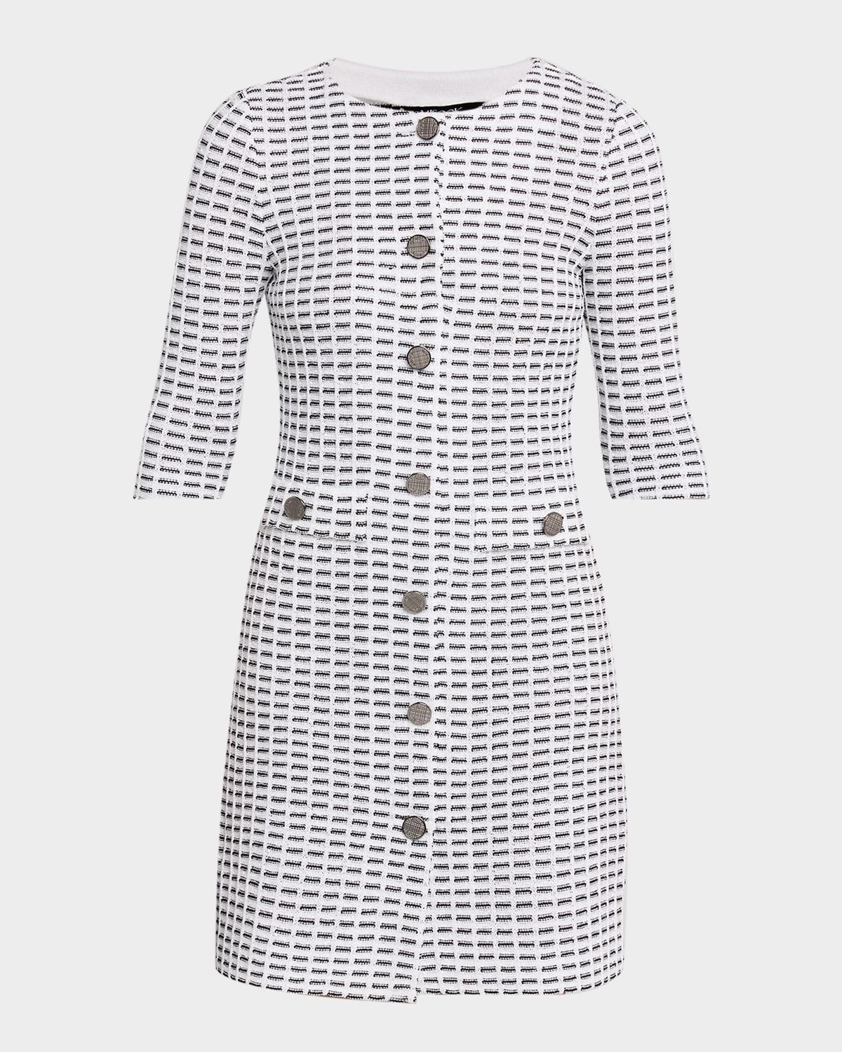 Two-Tone Tweed Knit Sheath Dress