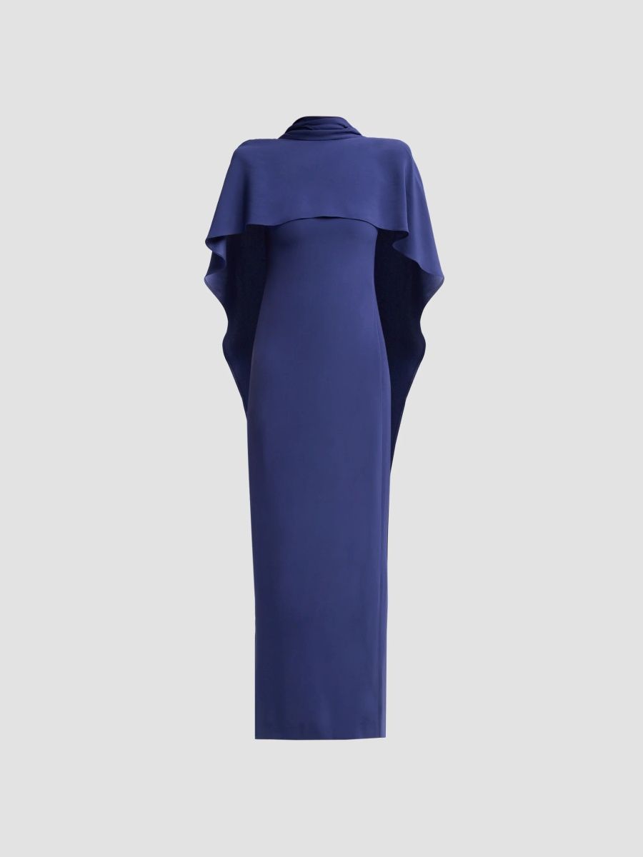 Alberta Ferretti Women's Enver Draped Satin Gown - Blue - Size 12