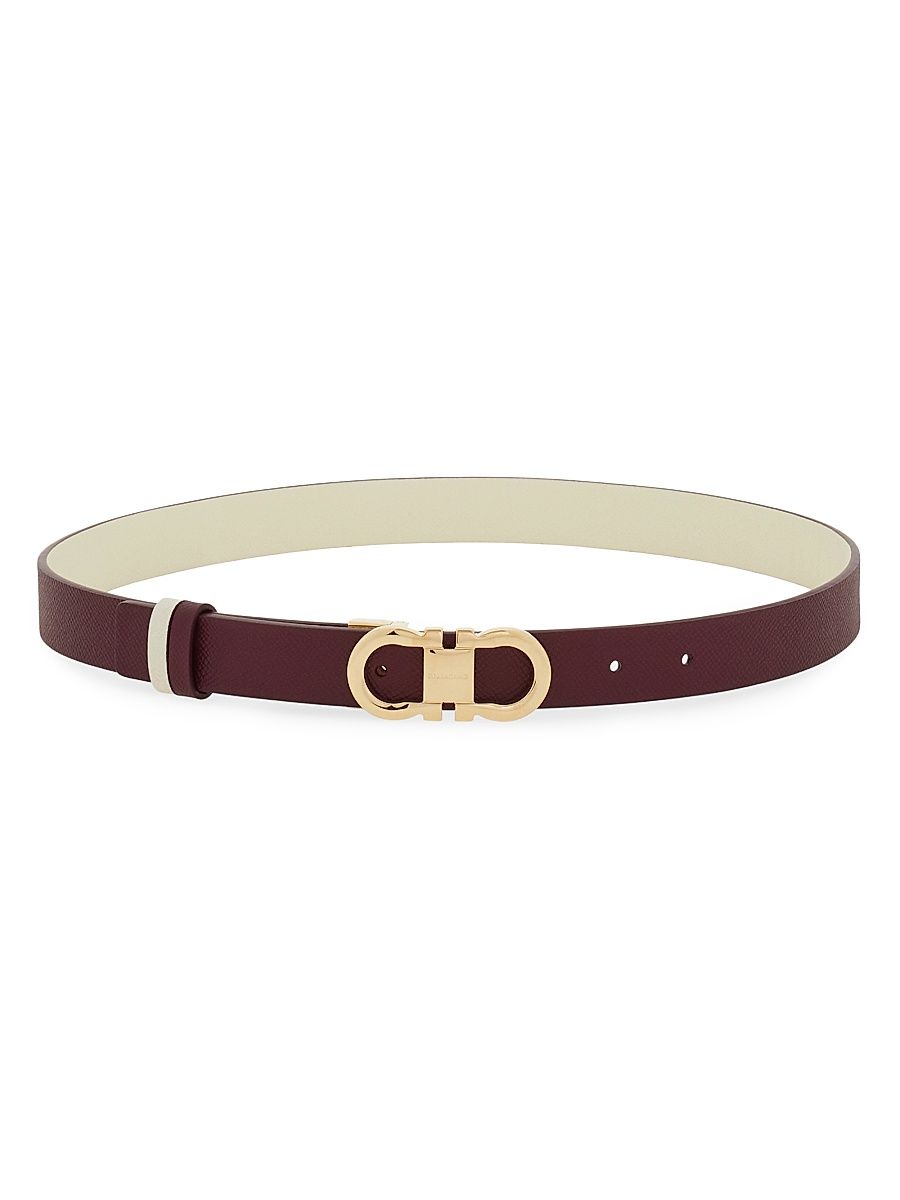 Women's Donna Reversible Leather Belt - Plum