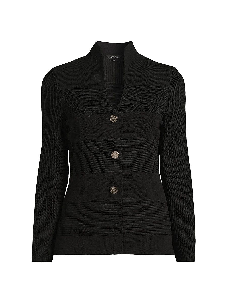 Women's Ottoman-Knit Jacket - Black - Size XL