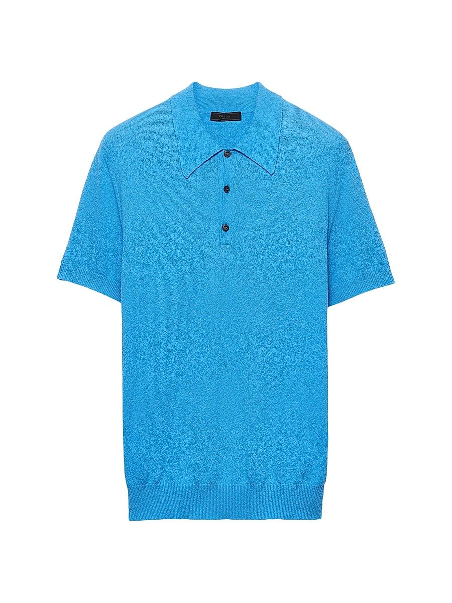 Men's Short-Sleeved Cotton Polo Shirt - Blue - Size 42