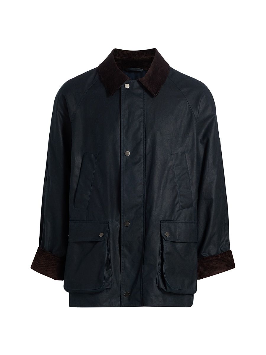 Men's COLLECTION British Waxed Cotton Canvas Jacket - Navy - Size XXL