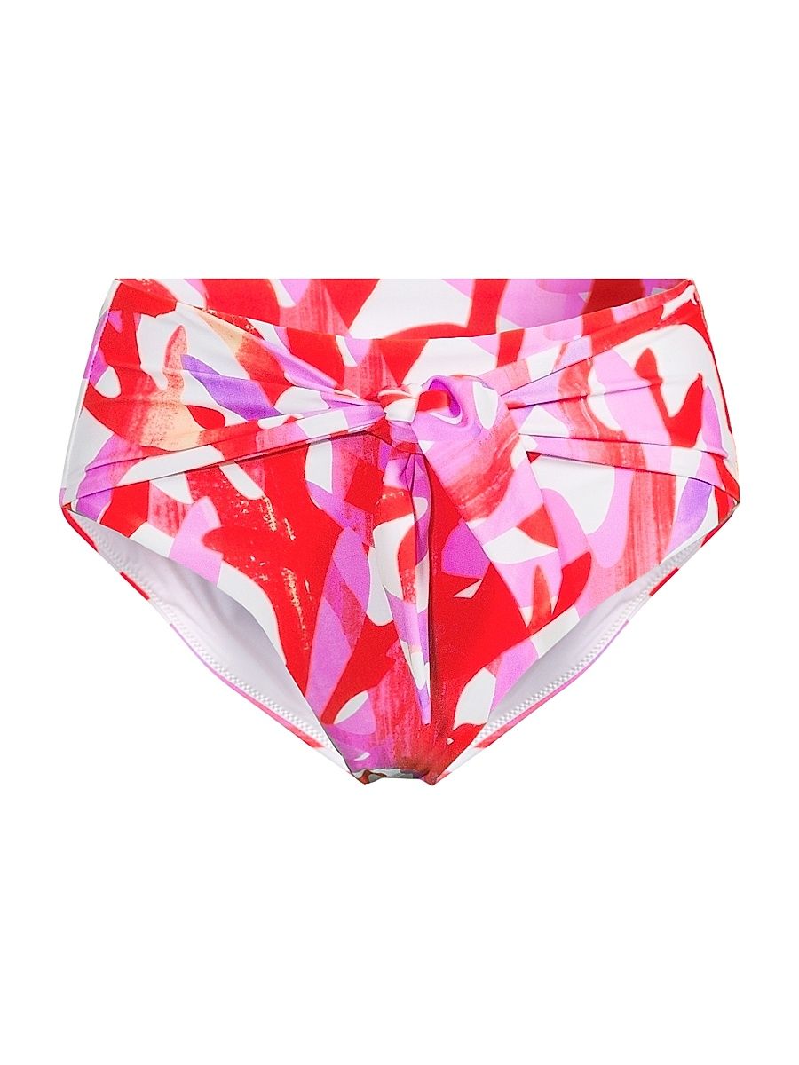 Women's Italian Under The Sea Tie Bikini Bottom - Pink Multi - Size Small