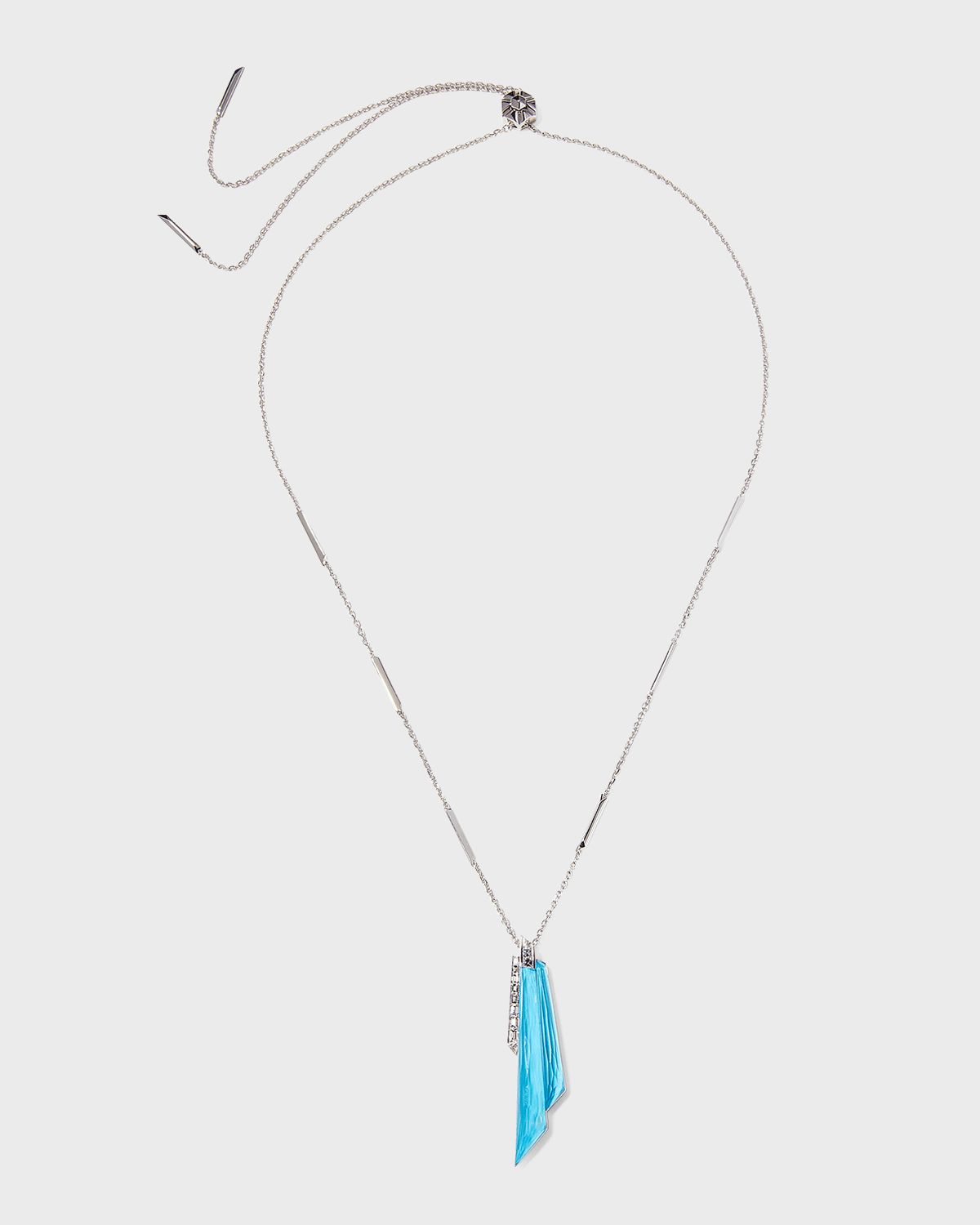 Shard Pendant Necklace with Turquoise Clear Quartz