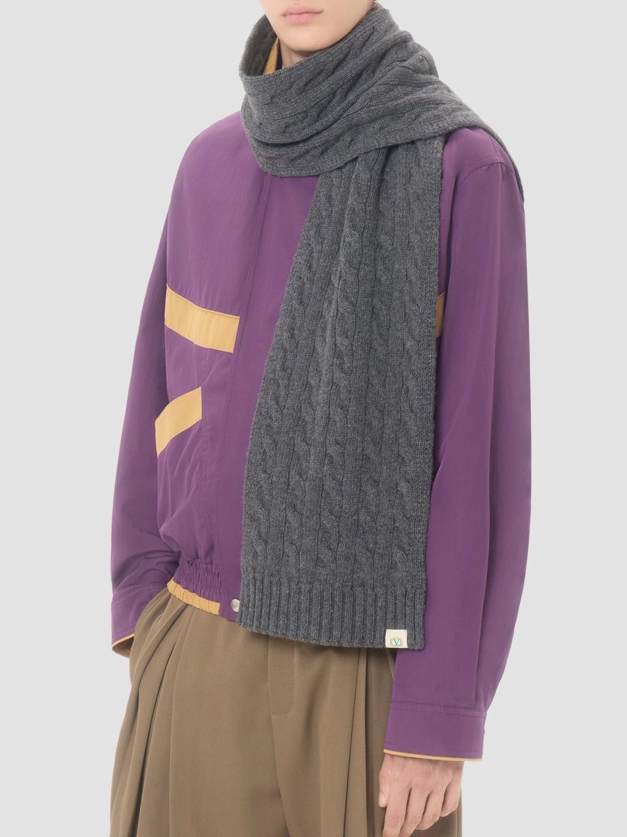 Valentino Men's Woolen Scarf - Dark Grey