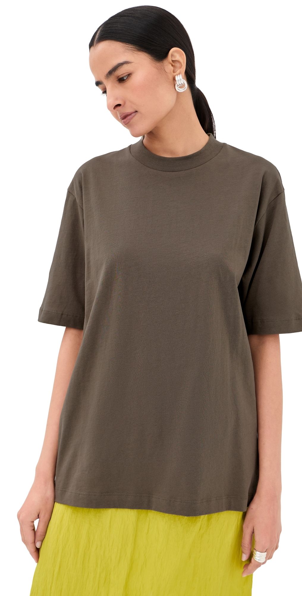 Tibi Mock Neck T-Shirt Dune S