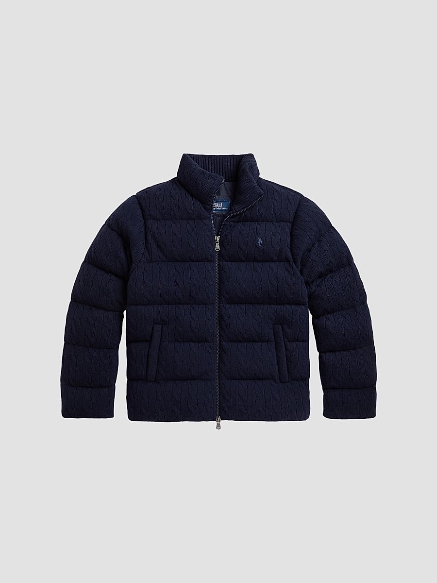 Polo Ralph Lauren Men's Cable-Knit Wool-Cashmere Sweater Jacket - Hunter Navy - Size XXL
