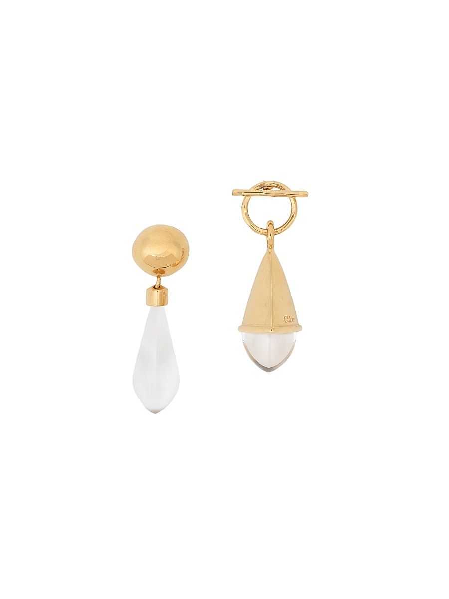 Women's Goldtone Mismatched Drop Earrings - Gold And Transparent
