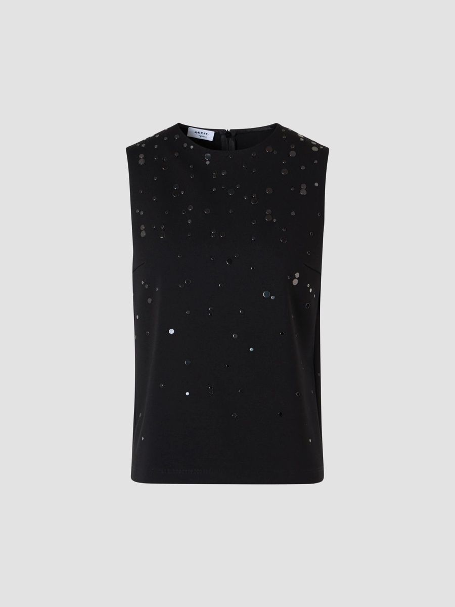 Akris punto Women's Mirrored Dots Jersey Top - Black - Size 4