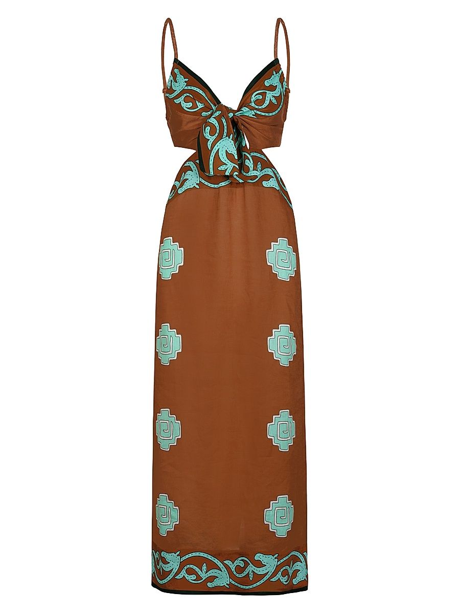 Women's Los Siete Mares Ankle Dress - Camel Mint Dark Green - Size 2