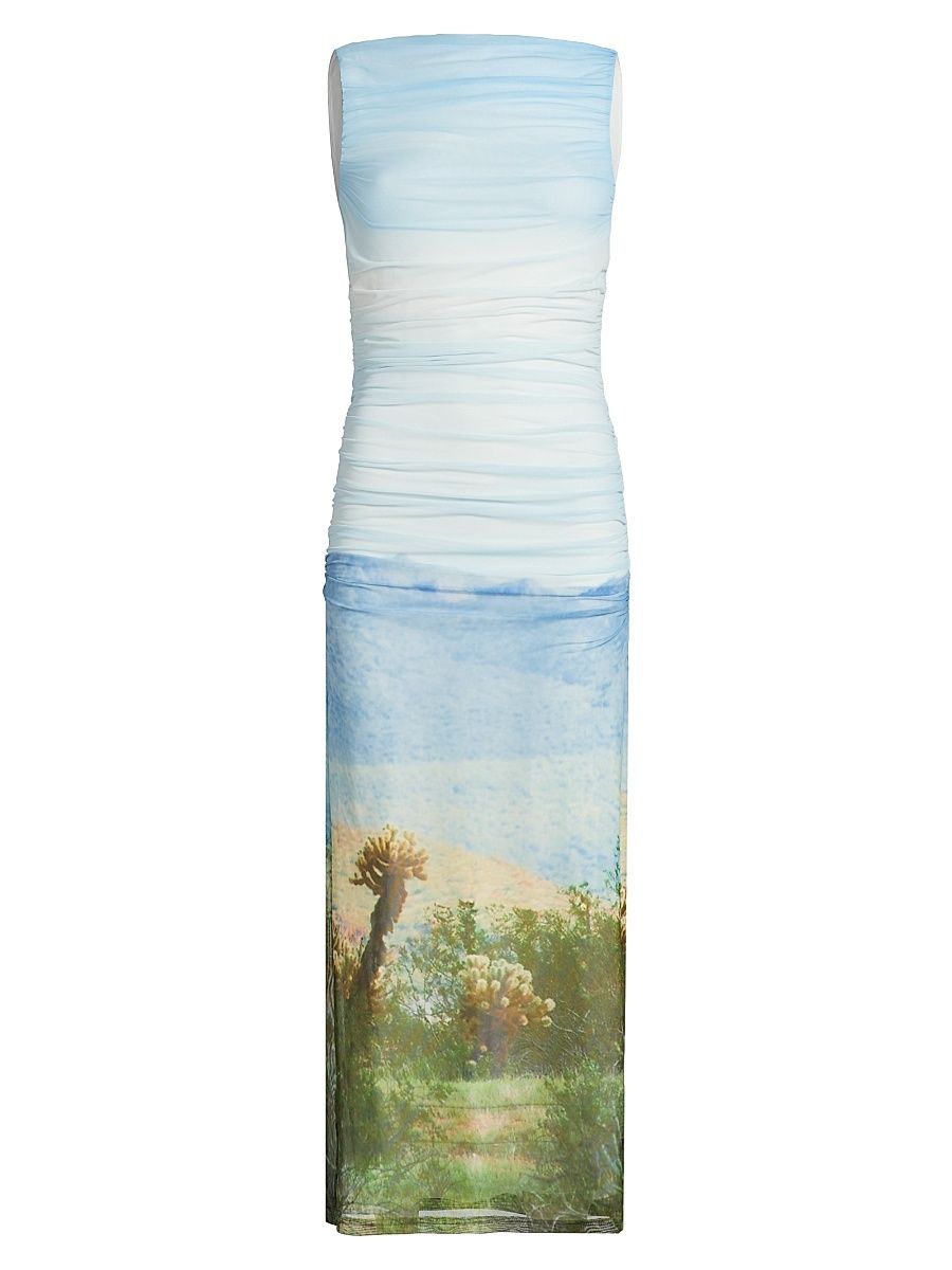 Women's Saria Printed Ruched Midi-Dress - Arizona Print - Size 12