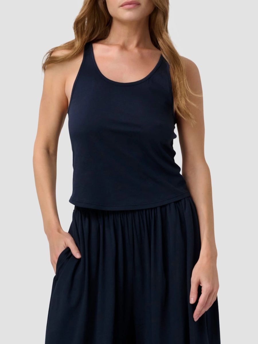 Lunya Women's Pima Curved Hem Tank Top - Deep Blue - Size Medium