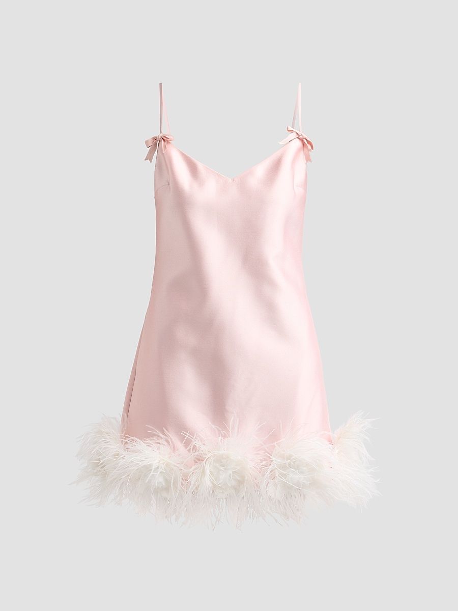 Women's Feather-Hem Taffeta Mini Dress - Pink - Size 10