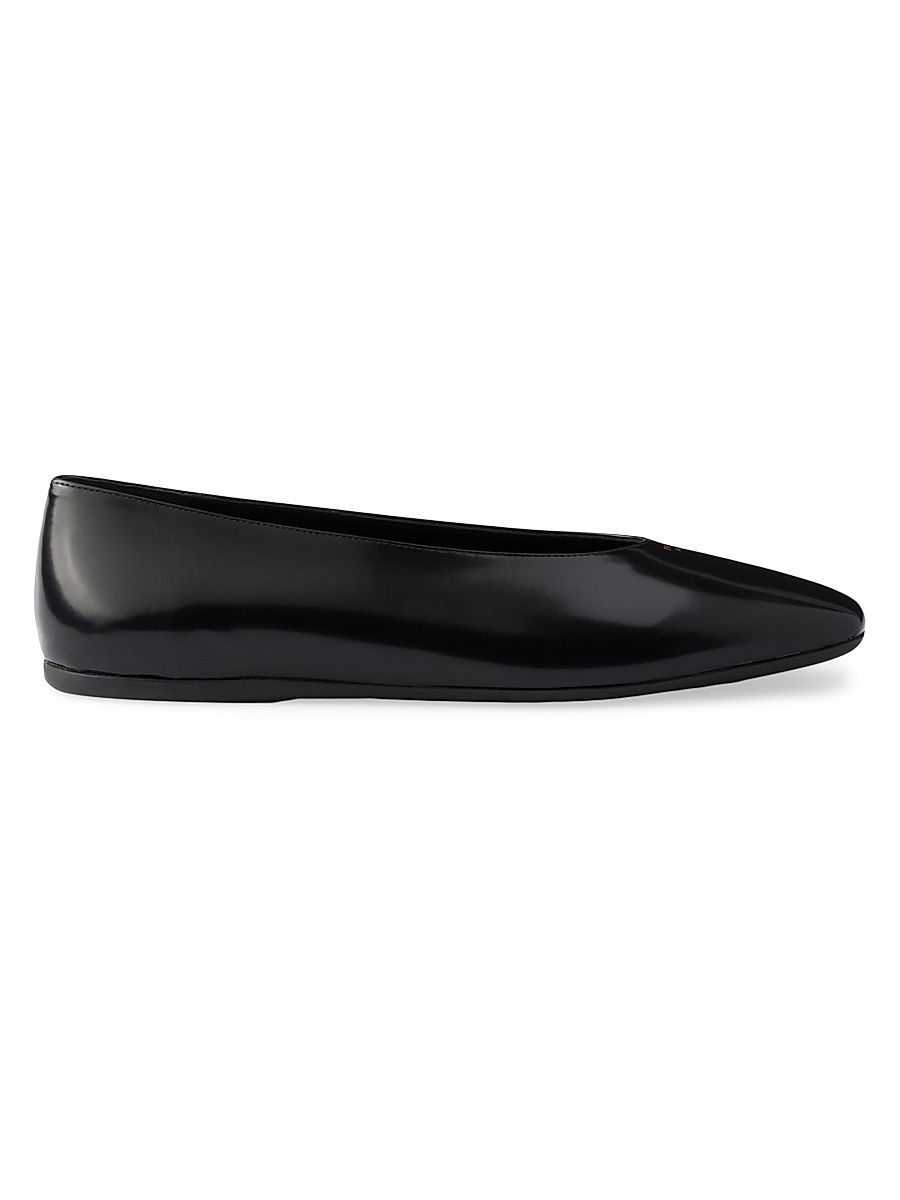 Women's Brushed Leather Ballerinas - Black - Size 10.5