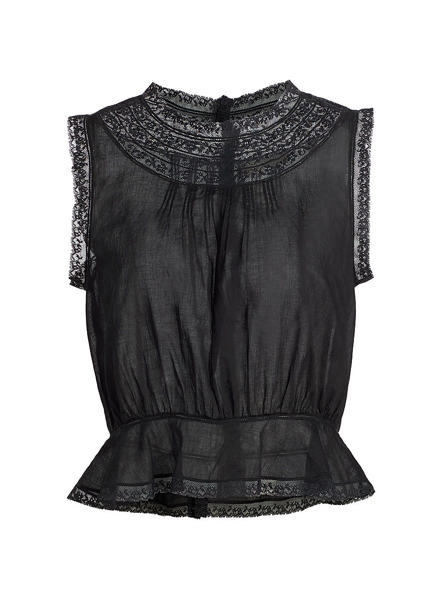 Women's Lilibet Cotton Top - Black - Size XS