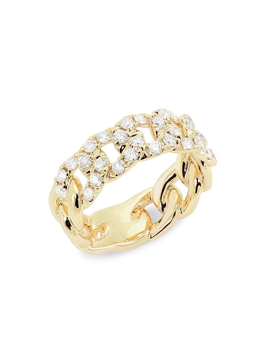 Women's 14K Yellow Gold & 0.76 TCW Diamond Curb-Chain Ring - Yellow Gold - Size 7