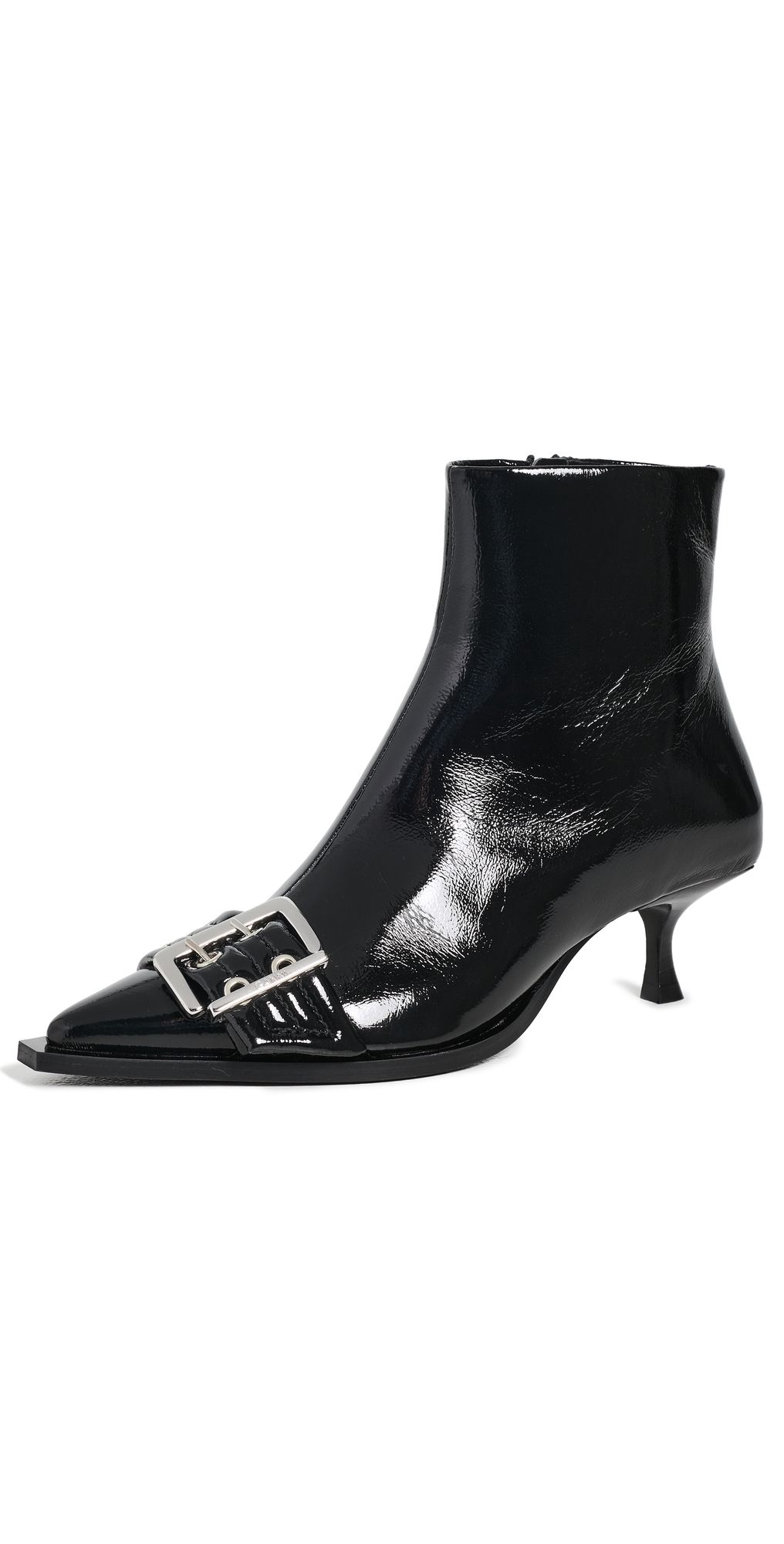 GANNI Naplack Buckle Low Boots Black 38