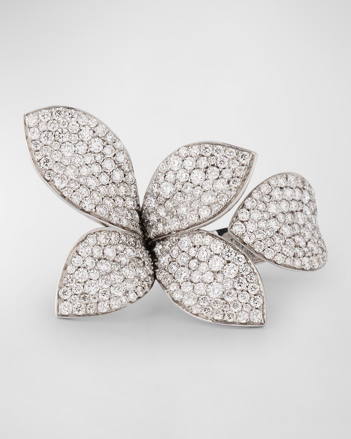 Giardini Secreti 18K White Gold Diamond Petal Ring, Size 7