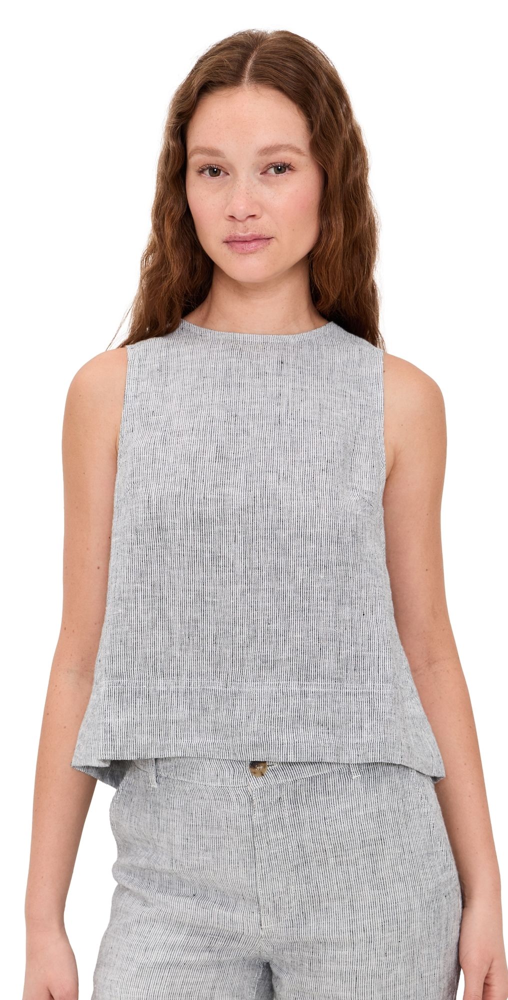 Madewell Pleated Linen Top Mini Black White Stripe XXL