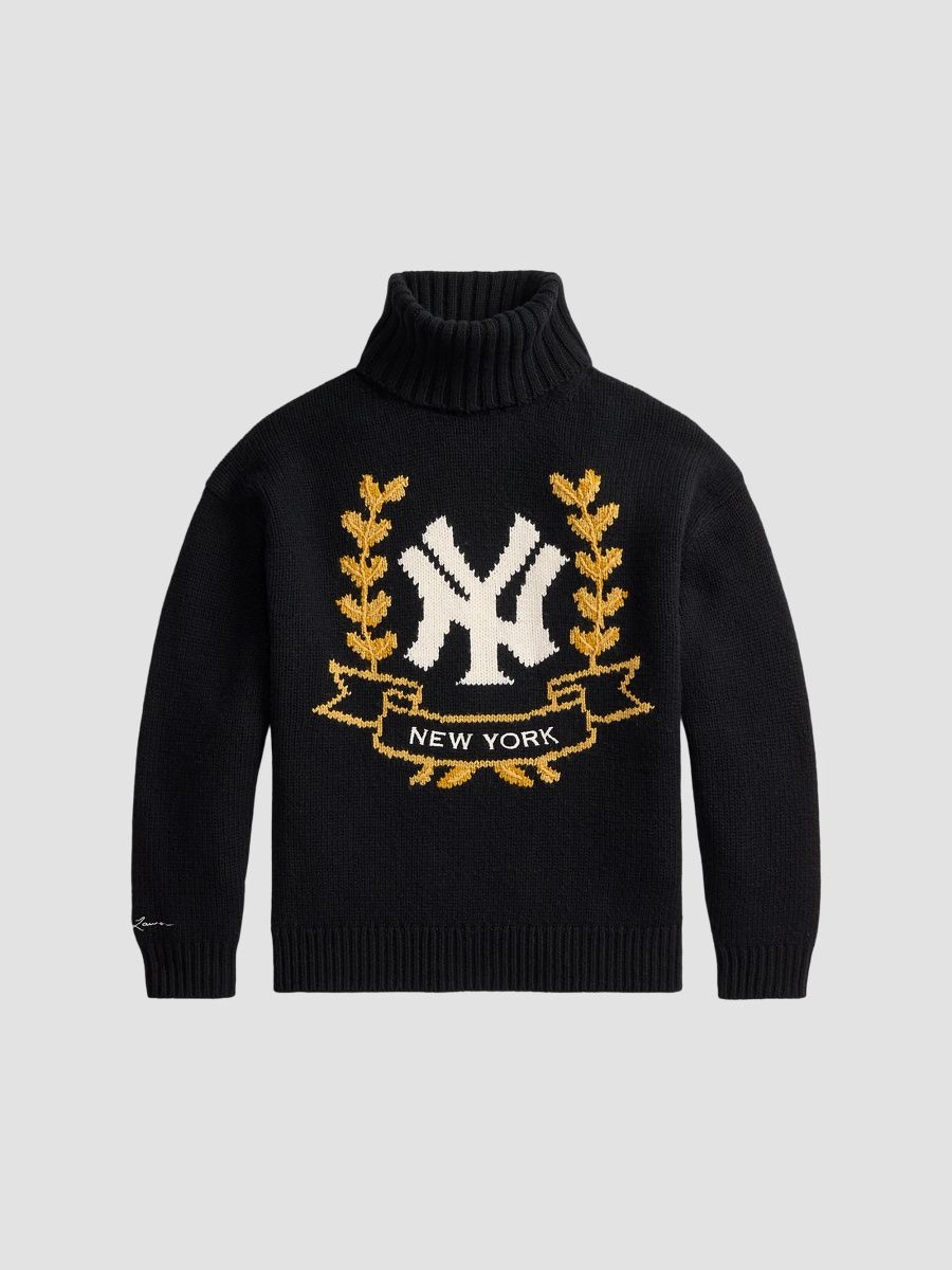 Ralph Lauren Women's Ralph Lauren x New York YankeesWool-Cotton Turtleneck Sweater - Polo Black Multi - Size XXS