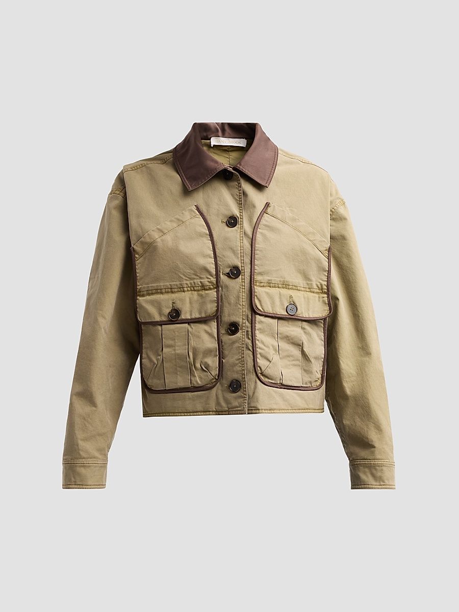 Women's Izzy Contrast-Trim Jacket - Safari - Size XS