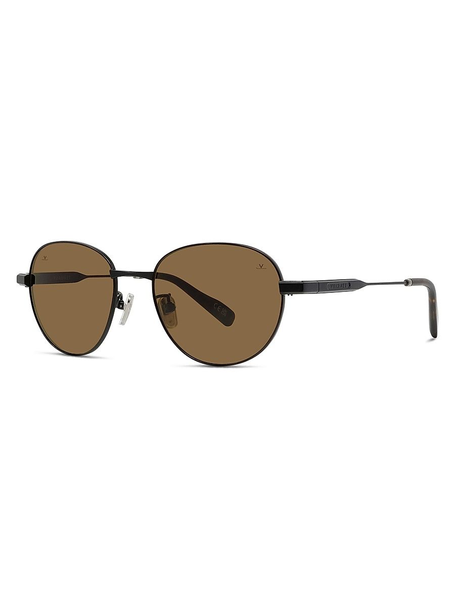 Men's Lifestyle Horizon 01 52MM Round Sunglasses - Matte Black Brown
