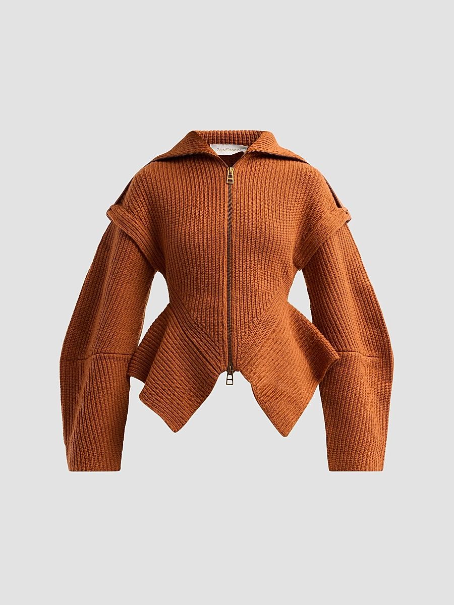 Women's Valiant Utility Wool-Blend Cardigan - Rust - Size 0
