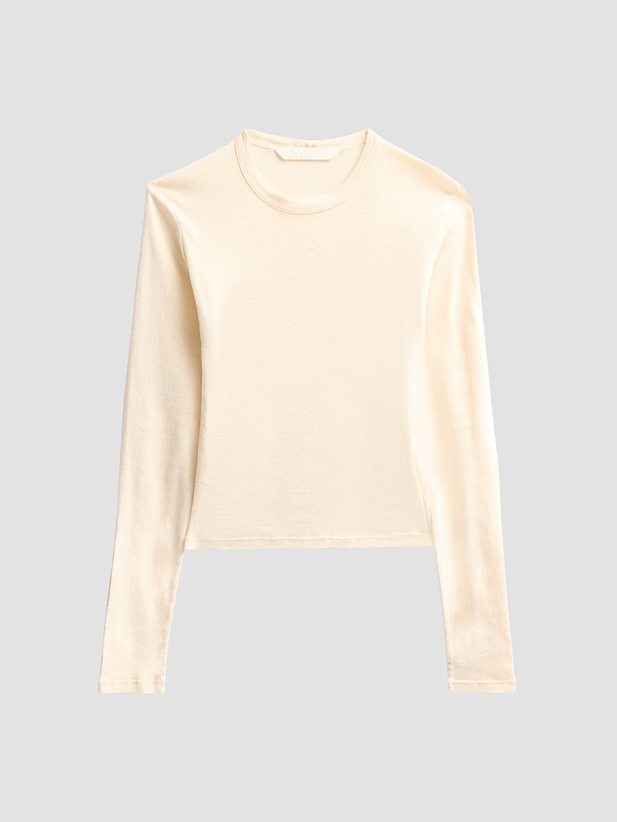 Mother Women's The Itty Bitty Long-Sleeve Crop T-Shirt - Antique White - Size XL