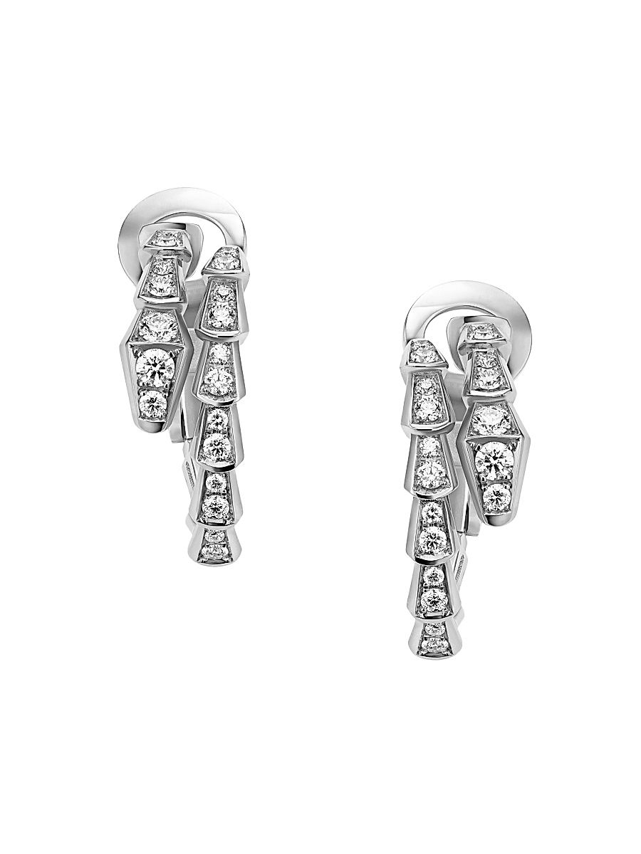 Women's Serpenti Viper 18K White Gold & Diamond Earrings - White Gold