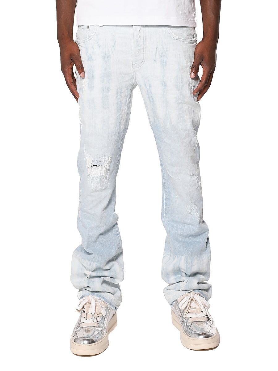 Men's Tie Dye Distressed Mid-Rise Flared Jeans - Super Light Indigo - Size 29