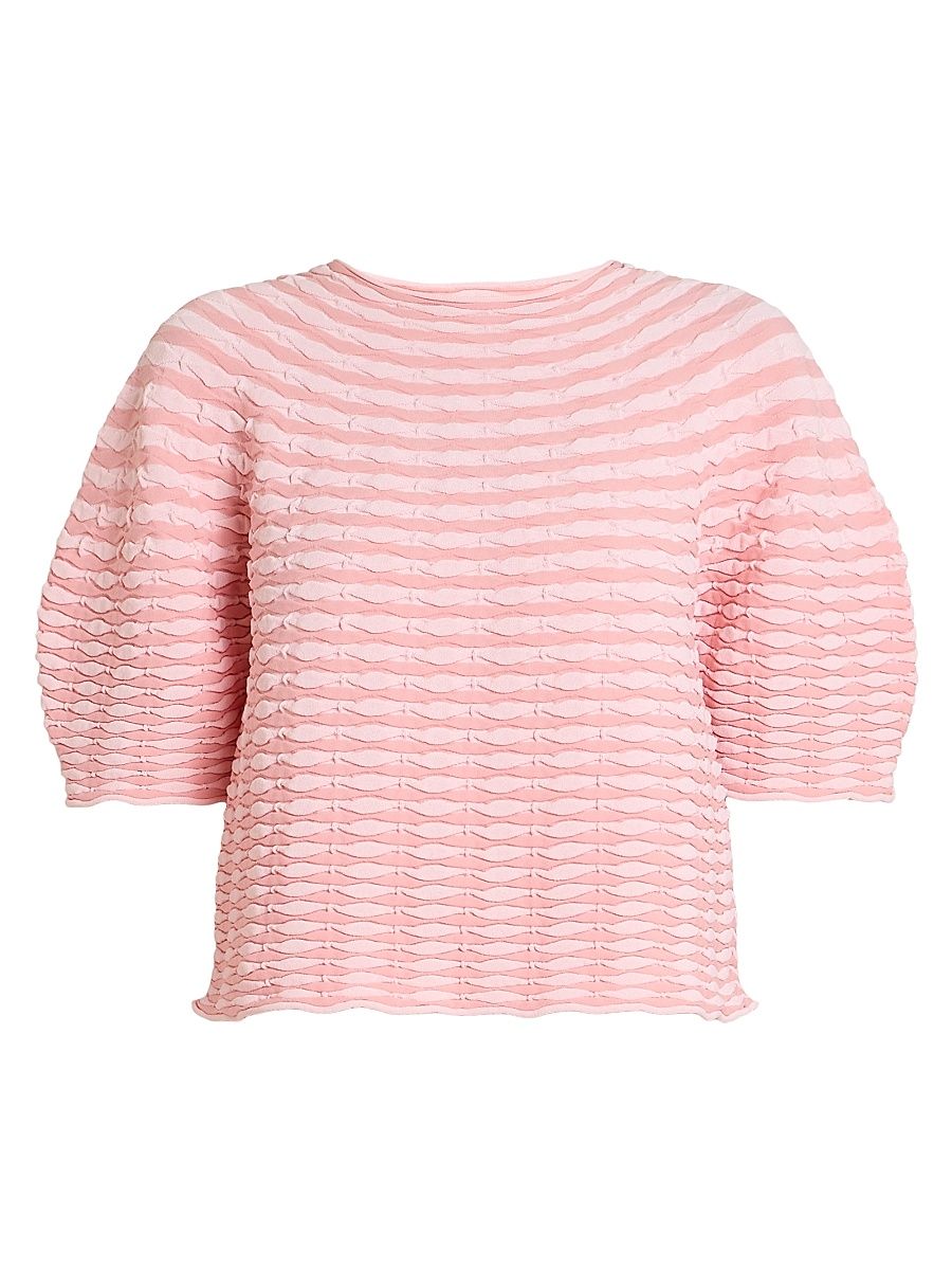 Women's Colorful Mushroom Knit Blouse - Light Pink